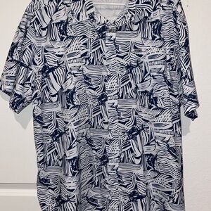 Men's Blue and White Columbia PFG Shirt